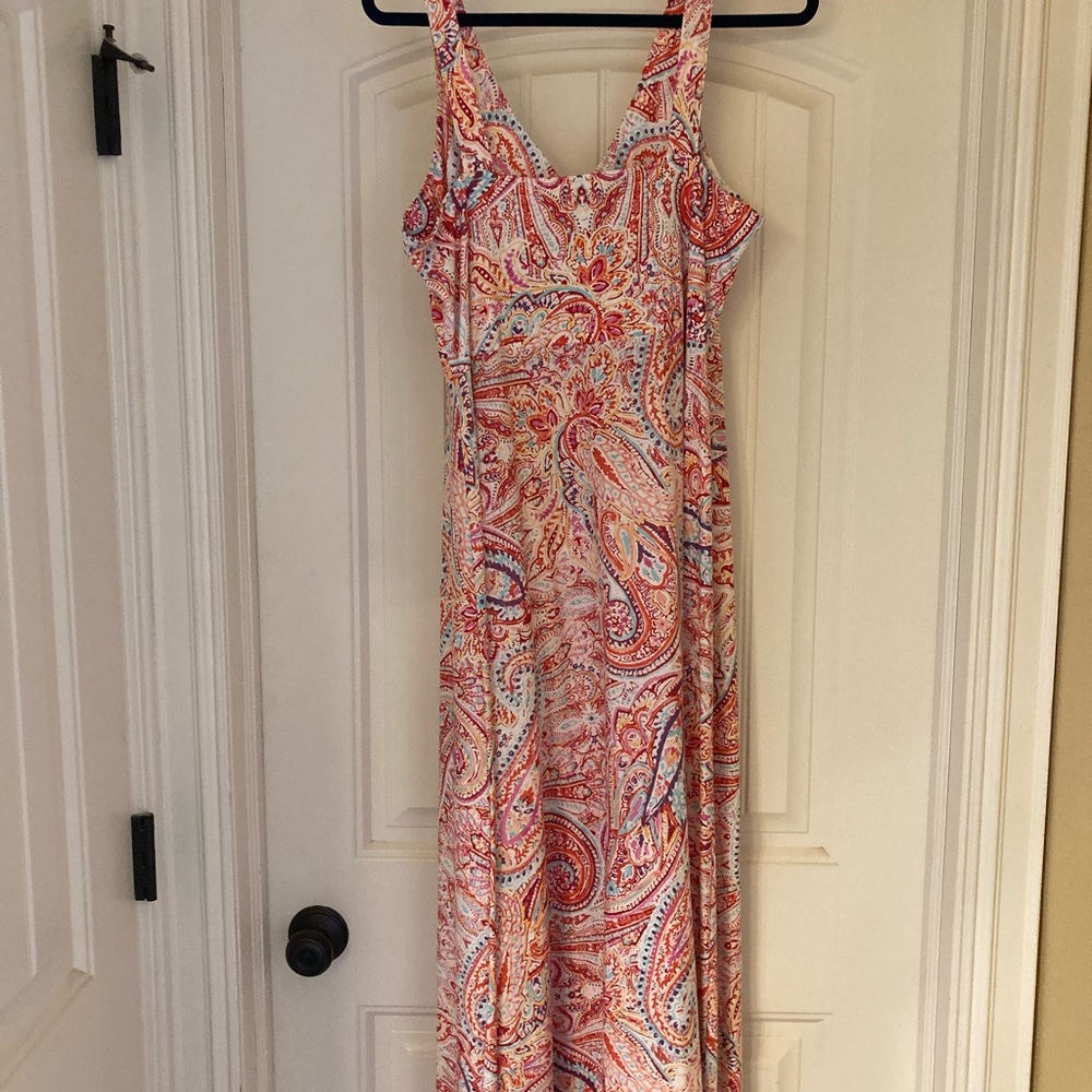 Summer dress-midi-soft t-shirt material- very comfortable- fits more like a med.